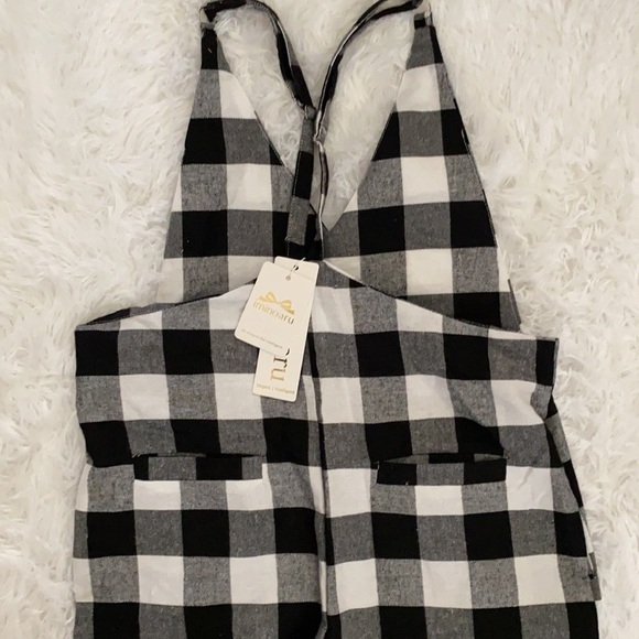 NWT Buffalo check flannel wide leg overalls - Picture 6 of 7